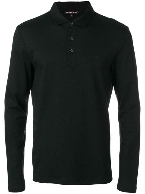 michael kors black zip polo shirt|Michael Kors long sleeve polo.